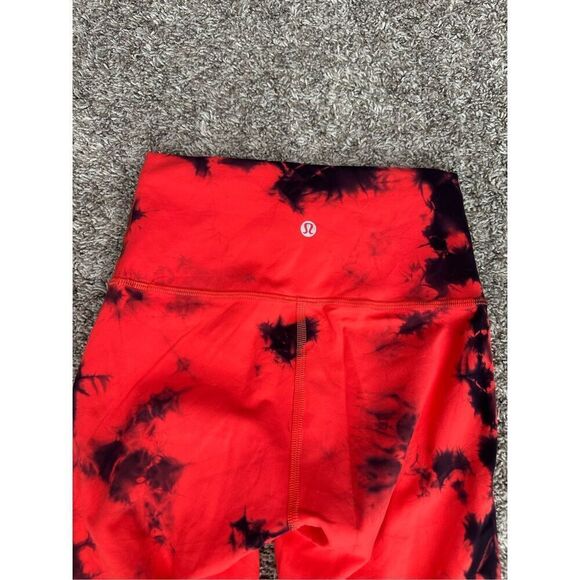 Lululemon Wunder Train High-Rise Crop 23" Wash Tie Dye Carnation Red Black 4 - Picture 5 of 9